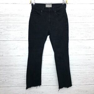 Everlane Jeans Women's Black High Rise Kick Crop Distressed Frayed Hems size 25